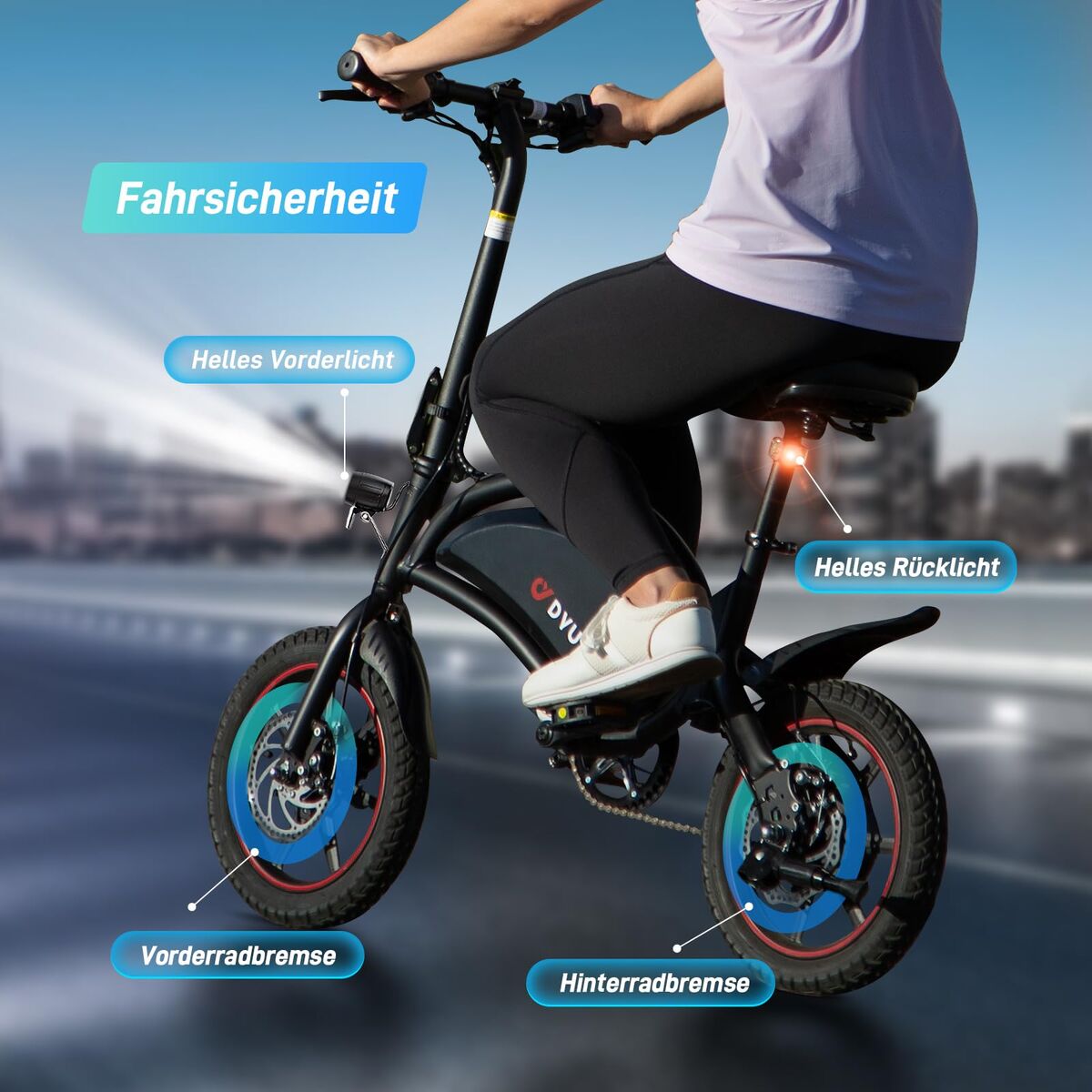 Bicicletă Electrică DYU DYU-D3S-001 Negru 250 W 10 Ah 14" - Sport și în aer liber, Ciclism