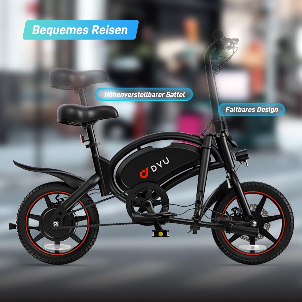 Bicicletă Electrică DYU DYU-D3S-001 Negru 250 W 10 Ah 14" - Sport și în aer liber, Ciclism