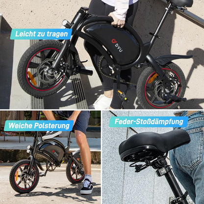 Bicicletă Electrică DYU DYU-D3S-001 Negru 250 W 10 Ah 14" - Sport și în aer liber, Ciclism