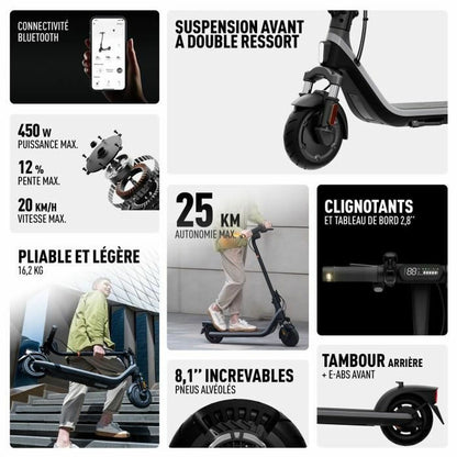 Trotinetă Electrică Segway Negru 450 W 20 km/h - Sport și în aer liber, Mobilitate urbană