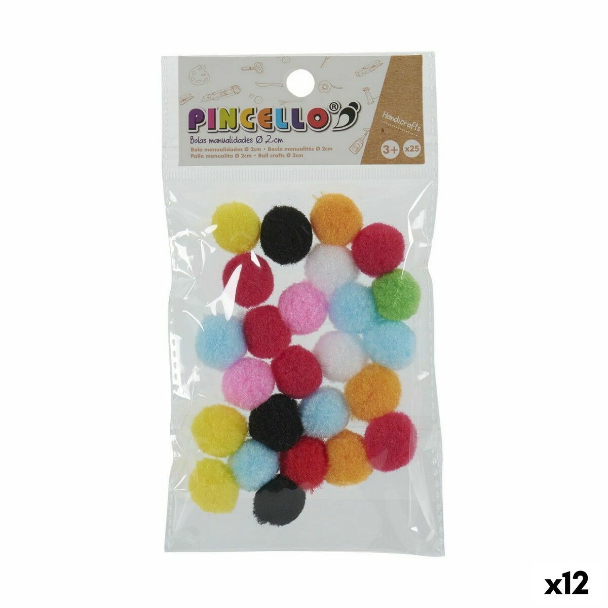 Materiale pentru artizanat Pincello Mingi Multicolor Ø 2 cm 12 Unități - Jucarii si jocuri, Activități creative
