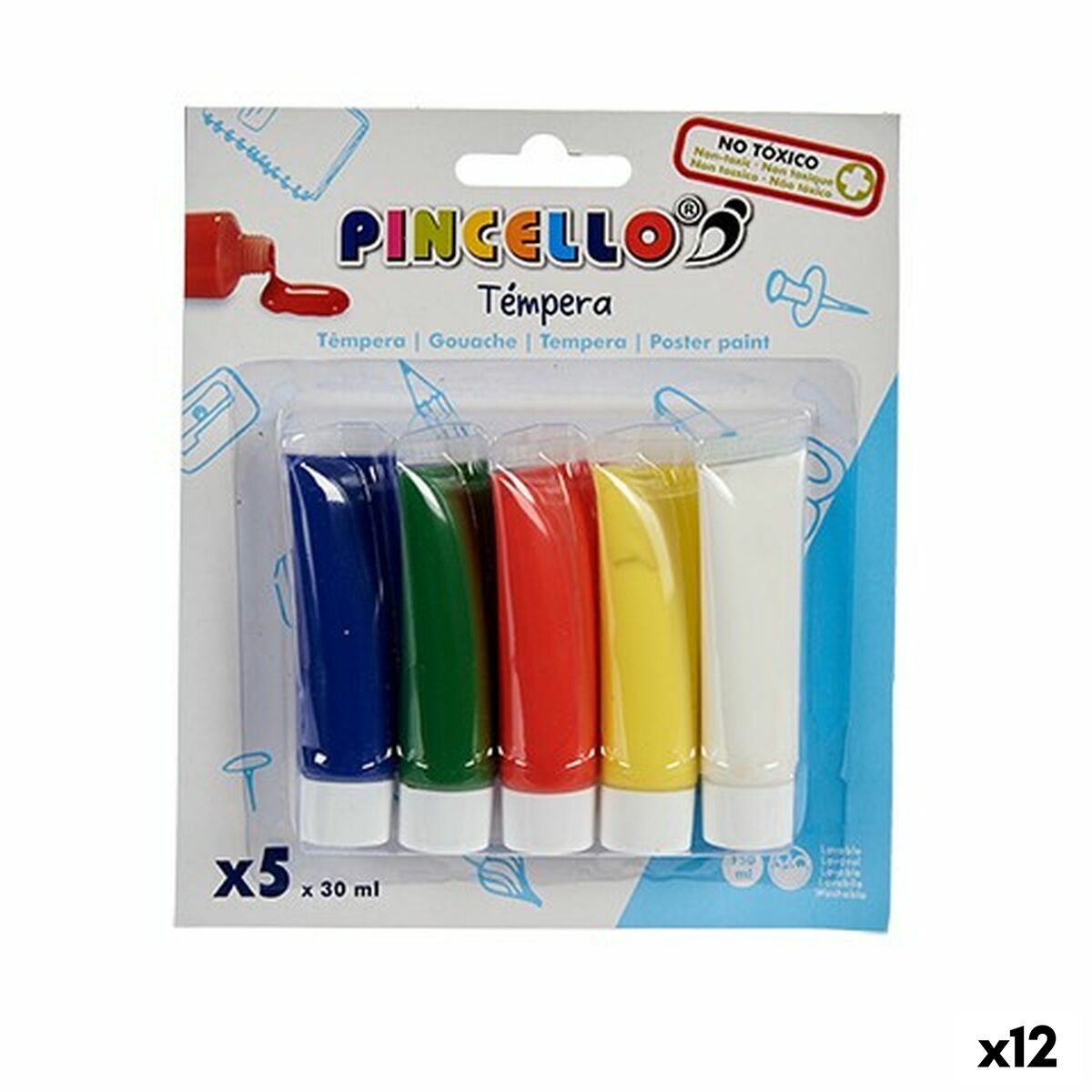 Tempera Pincello Multicolor 30 ml (12 Unități) - Birou și papetărie, Arte și Meserii