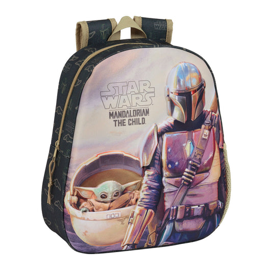 Rucsac pentru Copii 3D The Mandalorian Negru Bej 27 x 33 x 10 cm - Birou și papetărie, Material școlar și educațional