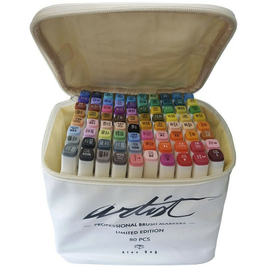 Set de Carioci Alex Bog Canvas Luxe Professional 80 Piese Multicolor - Birou și papetărie, Pixuri, creioane și articole de scris