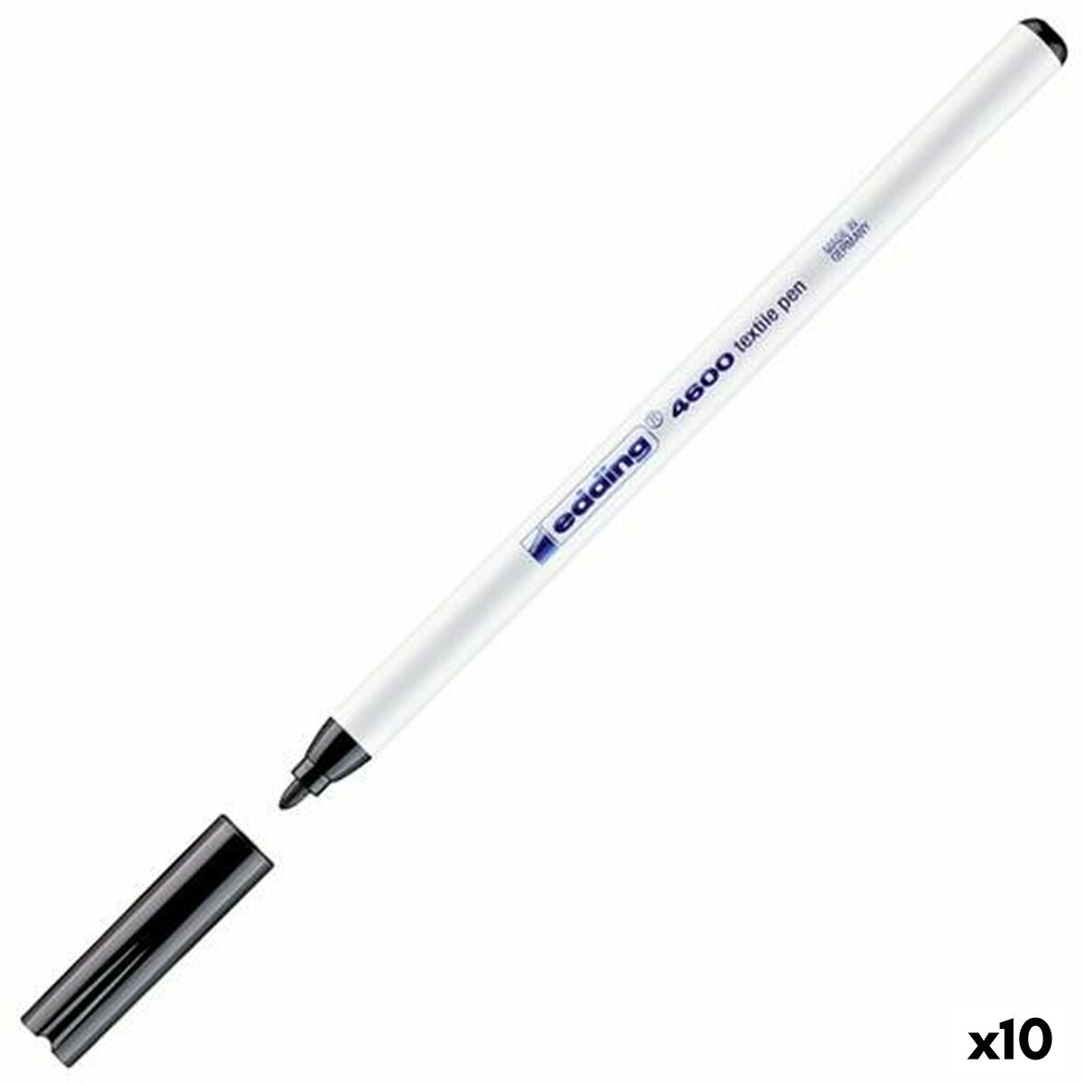 Marker permanent Edding Textil 4600 Negru (10 Unități) - Birou și papetărie, Pixuri, creioane și articole de scris