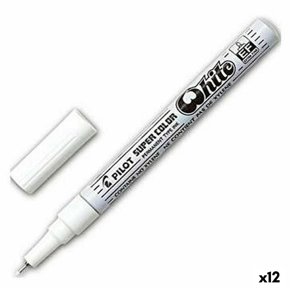 Marker permanent Pilot Alb (12 Unități) - Birou și papetărie, Pixuri, creioane și articole de scris