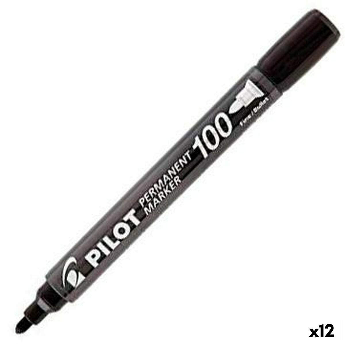 Marker permanent Pilot Sca-100 Negru (12 Unități) - Birou și papetărie, Pixuri, creioane și articole de scris