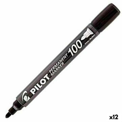 Marker permanent Pilot Sca-100 Negru (12 Unități) - Birou și papetărie, Pixuri, creioane și articole de scris