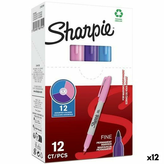 Marker permanent Sharpie Mov Roz Turquoise (12 Unități) - Birou și papetărie, Pixuri, creioane și articole de scris