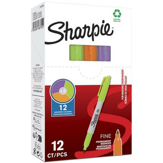 Marker permanent Sharpie Verde Mov Portocaliu (12 Unități) - Birou și papetărie, Pixuri, creioane și articole de scris