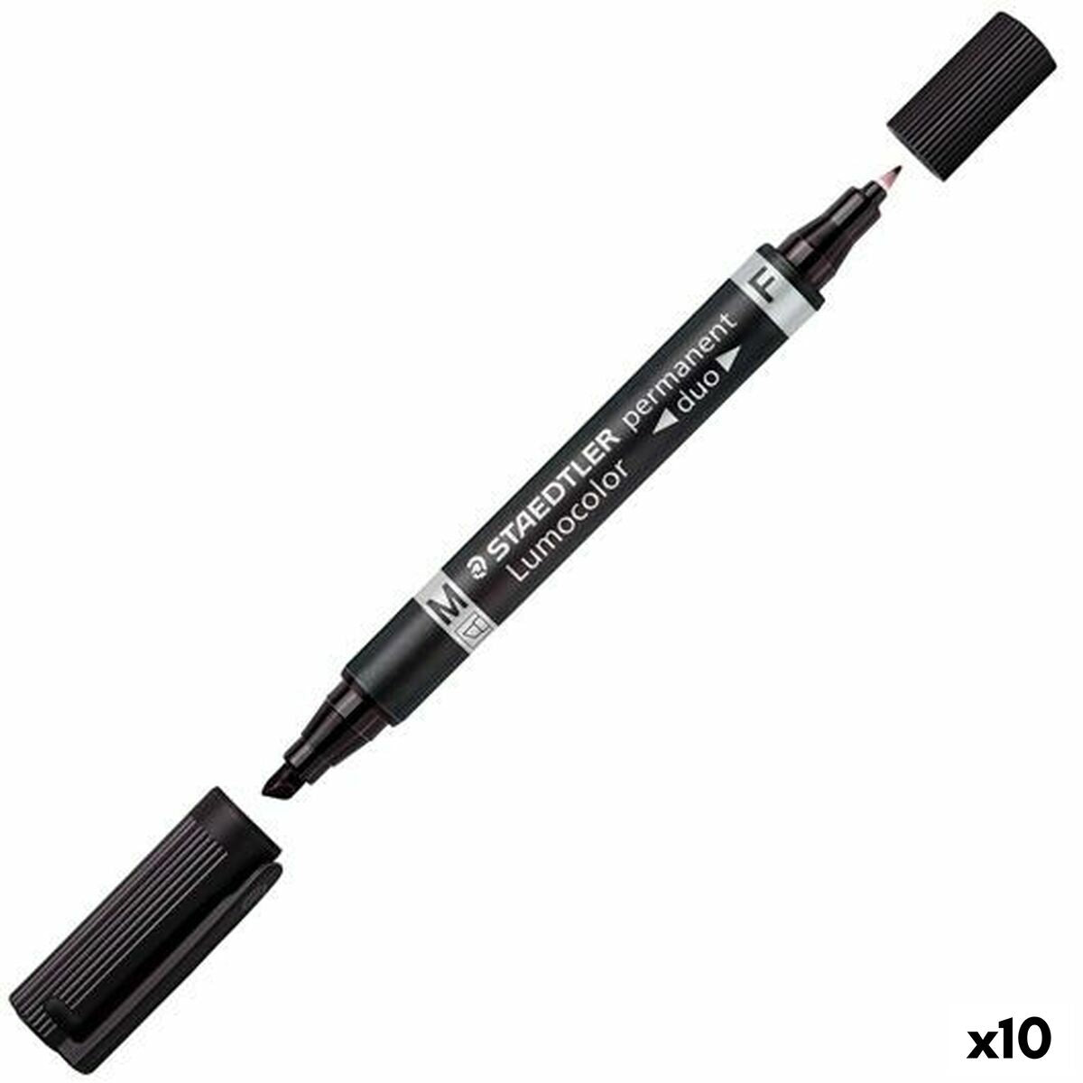 Marker permanent Staedtler Lumocolor 348 Negru (10 Unități) - Birou și papetărie, Pixuri, creioane și articole de scris
