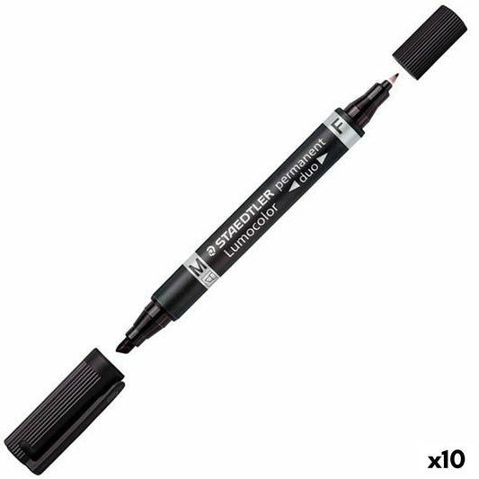Marker permanent Staedtler Lumocolor 348 Negru (10 Unități) - Birou și papetărie, Pixuri, creioane și articole de scris