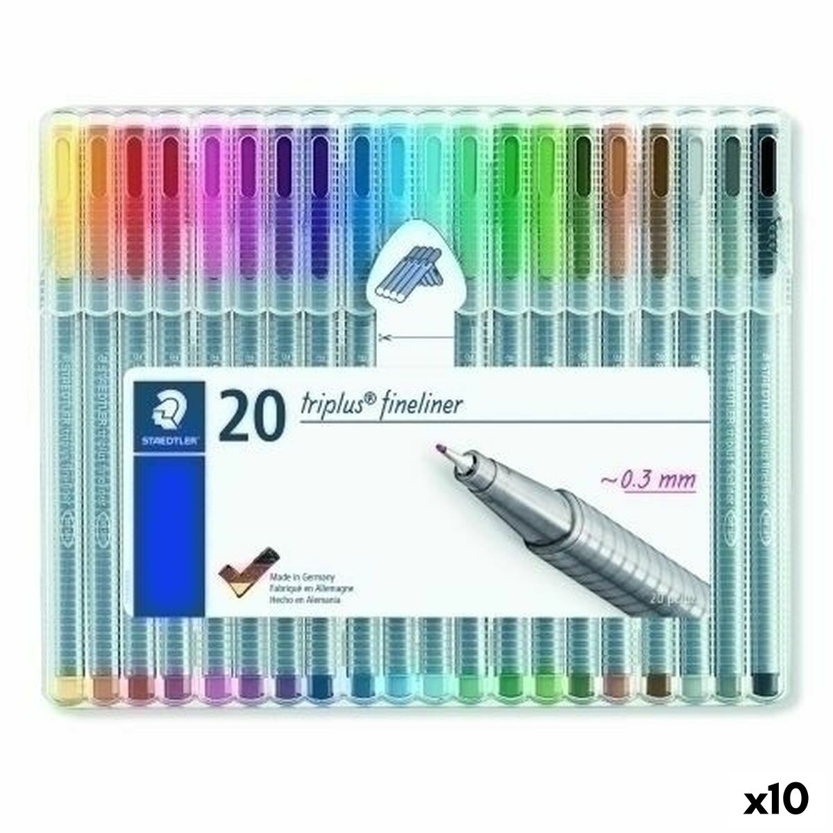 Set de Carioci Staedtler Triplus Fineliner Multicolor (10 Unități) - Birou și papetărie, Pixuri, creioane și articole de scris