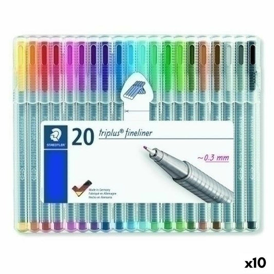 Set de Carioci Staedtler Triplus Fineliner Multicolor (10 Unități) - Birou și papetărie, Pixuri, creioane și articole de scris
