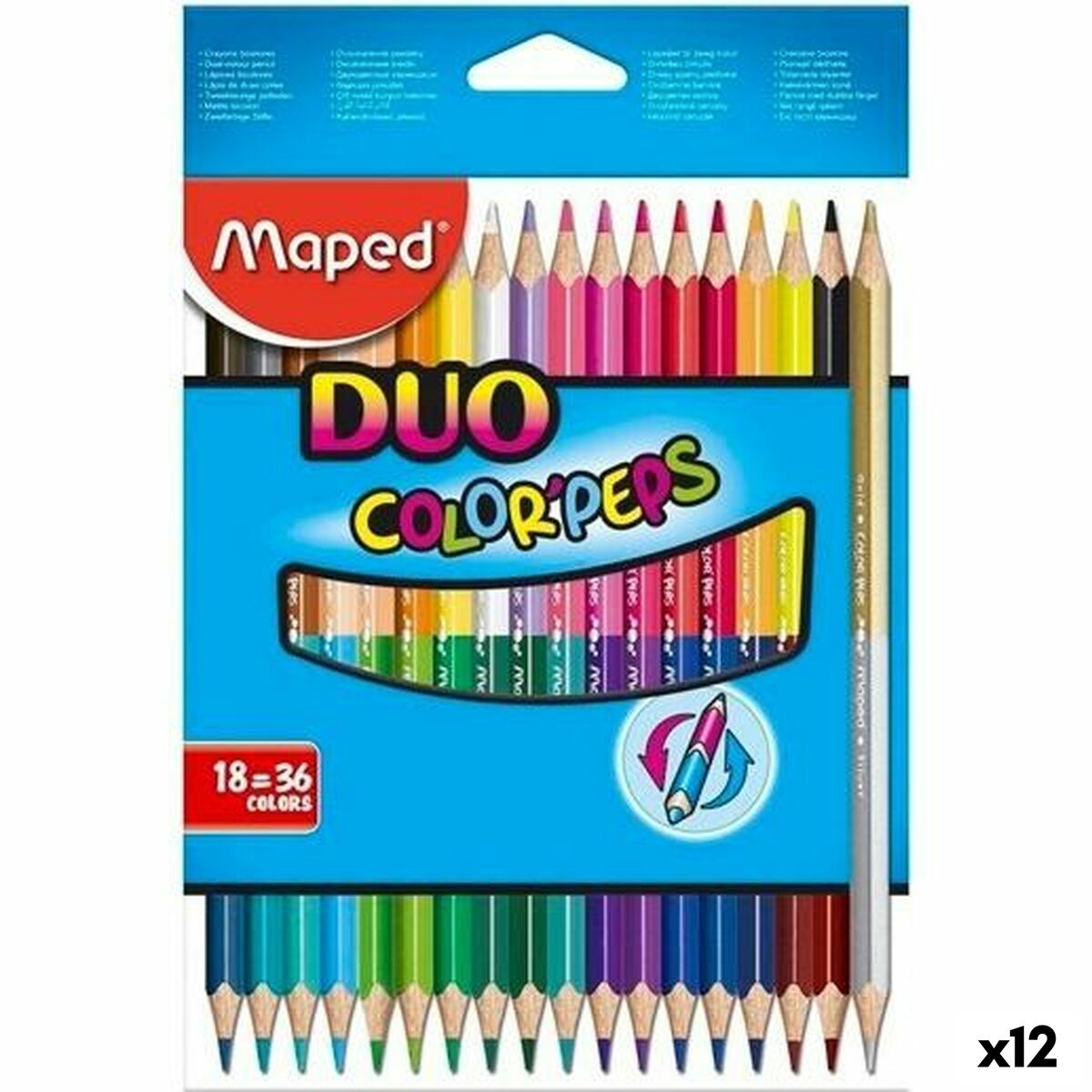 Creioane culori Maped Duo Color' Peps Multicolor 18 Piese Cu două capete (12 Unități) - Birou și papetărie, Arte și Meserii