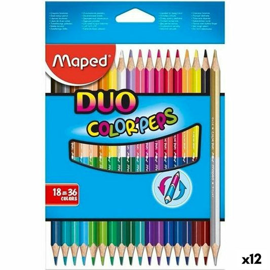 Creioane culori Maped Duo Color' Peps Multicolor 18 Piese Cu două capete (12 Unități) - Birou și papetărie, Arte și Meserii
