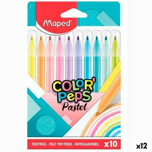 Set de Carioci Maped Color' Peps Multicolor 10 Piese (12 Unități) - Birou și papetărie, Pixuri, creioane și articole de scris
