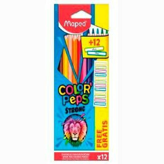 Creioane culori Maped Color' Peps Strong Multicolor 12 Piese (12 Unități) - Birou și papetărie, Arte și Meserii