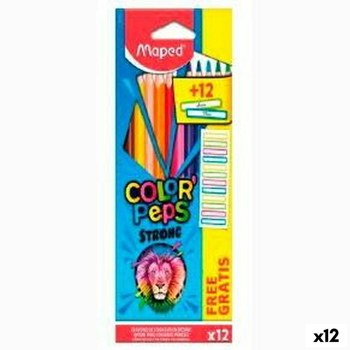 Creioane culori Maped Color' Peps Strong Multicolor 12 Piese (12 Unități) - Birou și papetărie, Arte și Meserii
