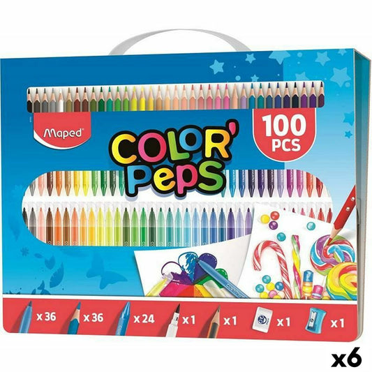 Creioane culori Maped Multicolor 100 Piese (6 Unități) - Birou și papetărie, Arte și Meserii