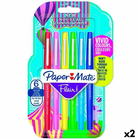 Set de Carioci Paper Mate Flair Multicolor 6 Piese (2 Unități) - Birou și papetărie, Pixuri, creioane și articole de scris