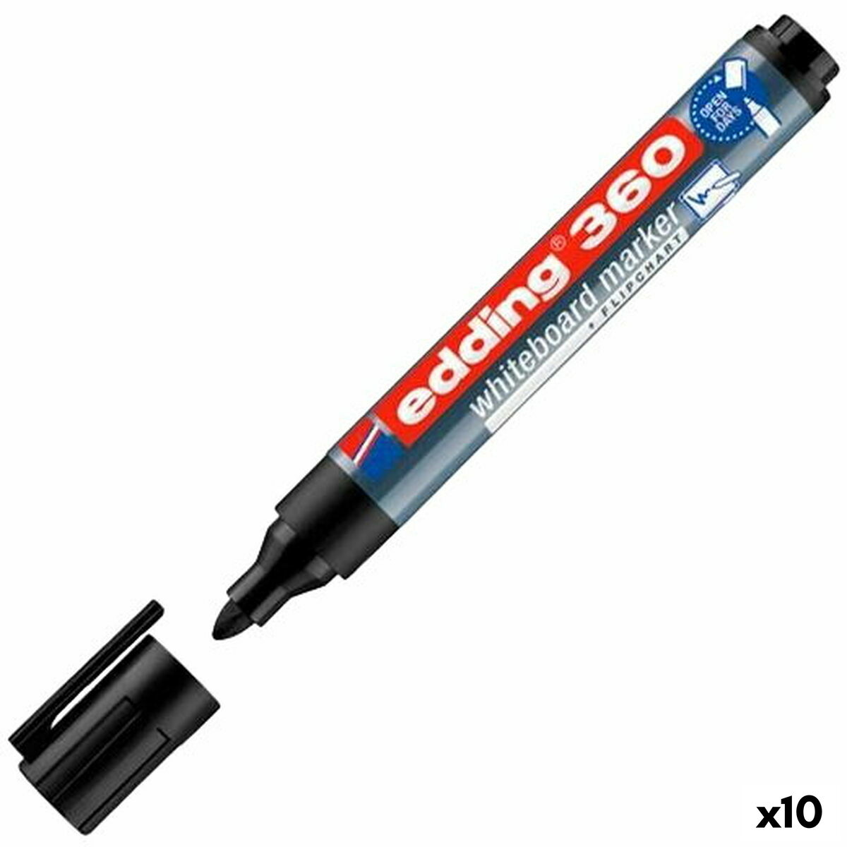 Marker pentru tablă albă Edding 360 Reîncărcabil/ă Negru (10 Unități) - Birou și papetărie, Pixuri, creioane și articole de scris