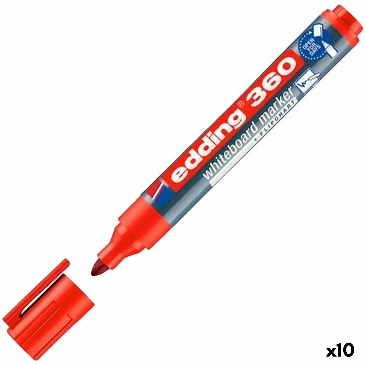 Marker pentru tablă albă Edding 360 Reîncărcabil/ă Roșu (10 Unități) - Birou și papetărie, Pixuri, creioane și articole de scris