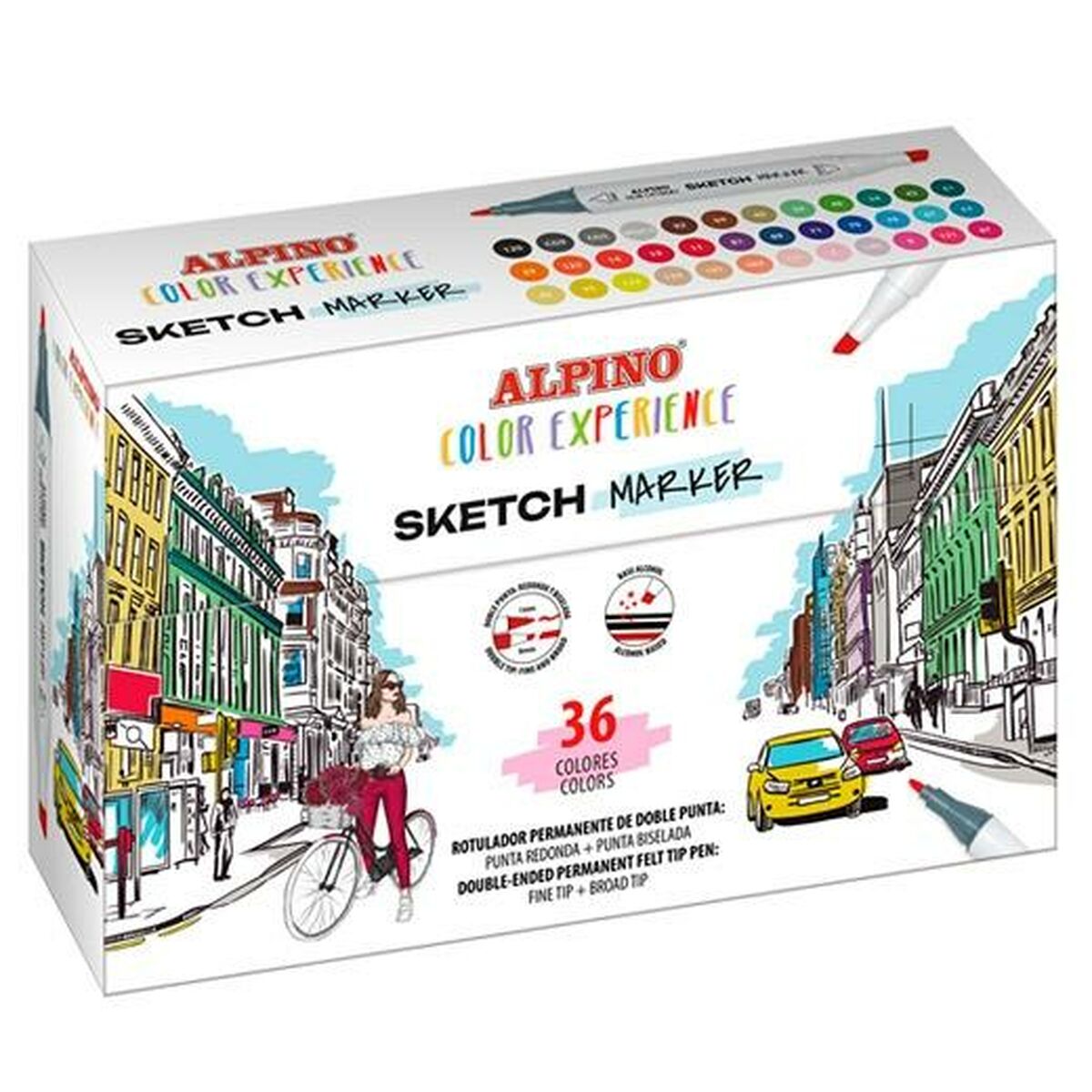 Set de Carioci Alpino Sketch Marker Cu două capete Multicolor (4 Unități) - Birou și papetărie, Pixuri, creioane și articole de scris