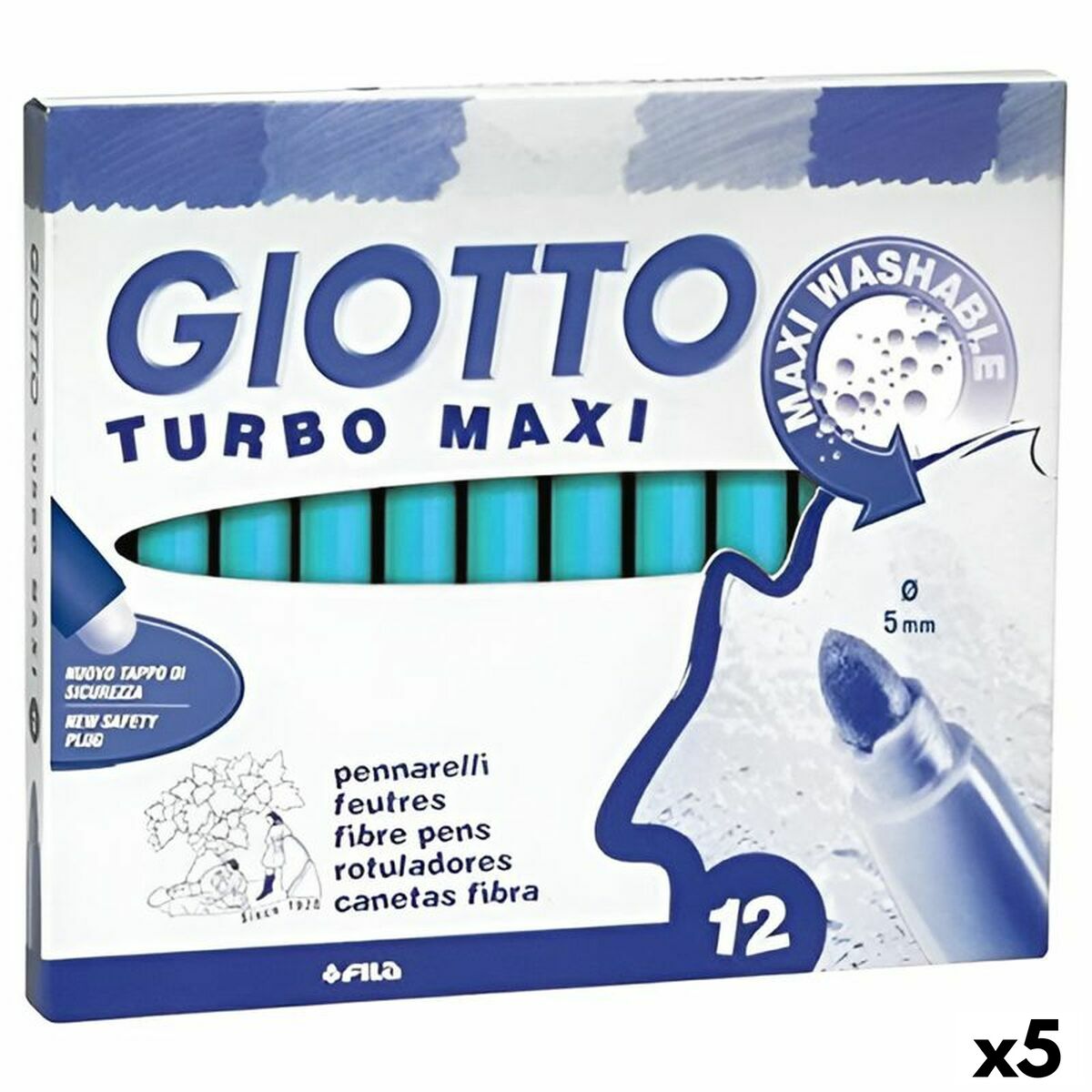 Set de Carioci Giotto Turbo Maxi Albastru celest (5 Unități) - Birou și papetărie, Pixuri, creioane și articole de scris