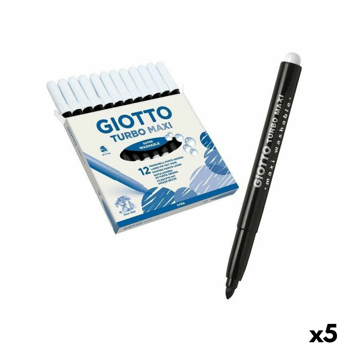 Set de Carioci Giotto Turbo Maxi Negru (5 Unități) - Birou și papetărie, Pixuri, creioane și articole de scris