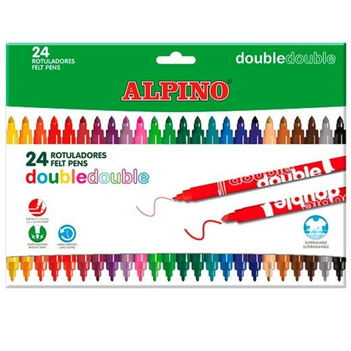Set de Carioci Alpino Double Multicolor 20 Piese (12 Unități) - Birou și papetărie, Pixuri, creioane și articole de scris