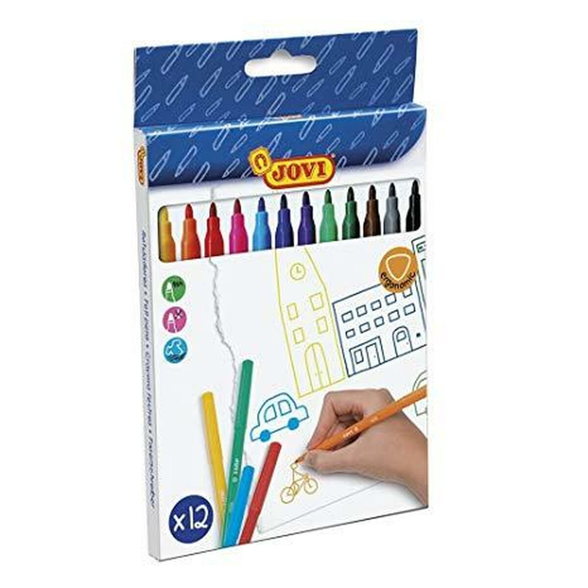 Set de Carioci Jovi Multicolor 12 Piese (12 Unități) - Birou și papetărie, Pixuri, creioane și articole de scris