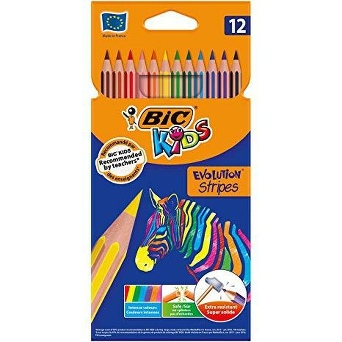 Creioane culori Bic KIDS EVOLUTION STRIPES Multicolor 12 Piese (12 Unități) - Birou și papetărie, Arte și Meserii