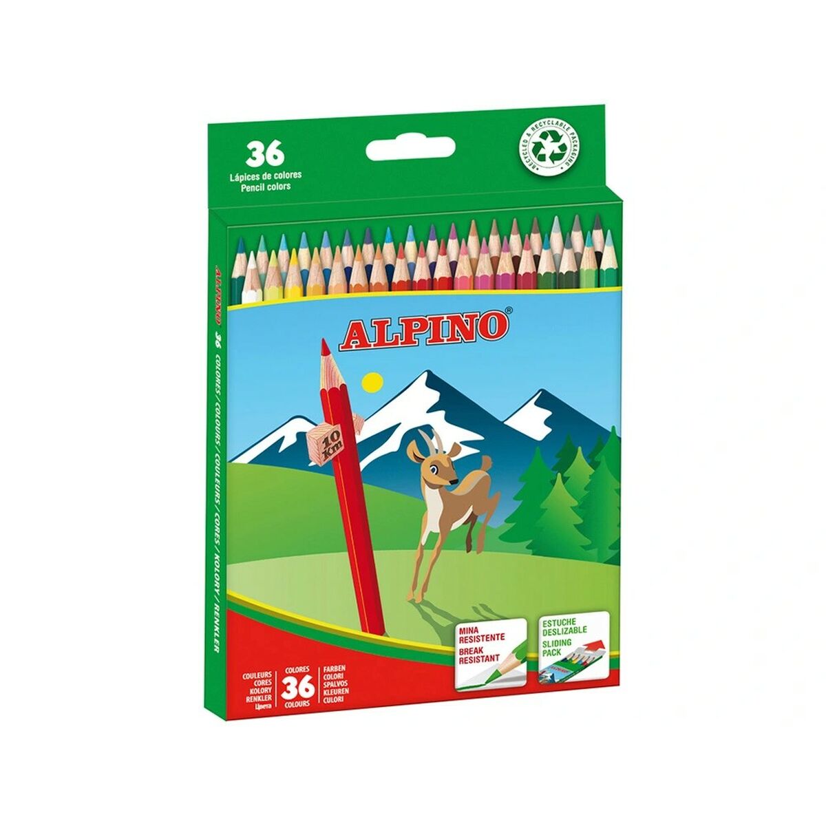 Creioane culori Alpino Multicolor 36 Piese (4 Unități) - Birou și papetărie, Arte și Meserii