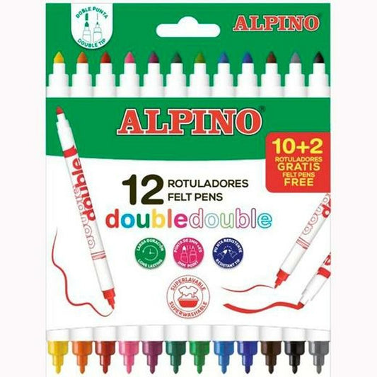 Set de Carioci Alpino Double Multicolor 12 Piese (24 Unități) - Birou și papetărie, Pixuri, creioane și articole de scris