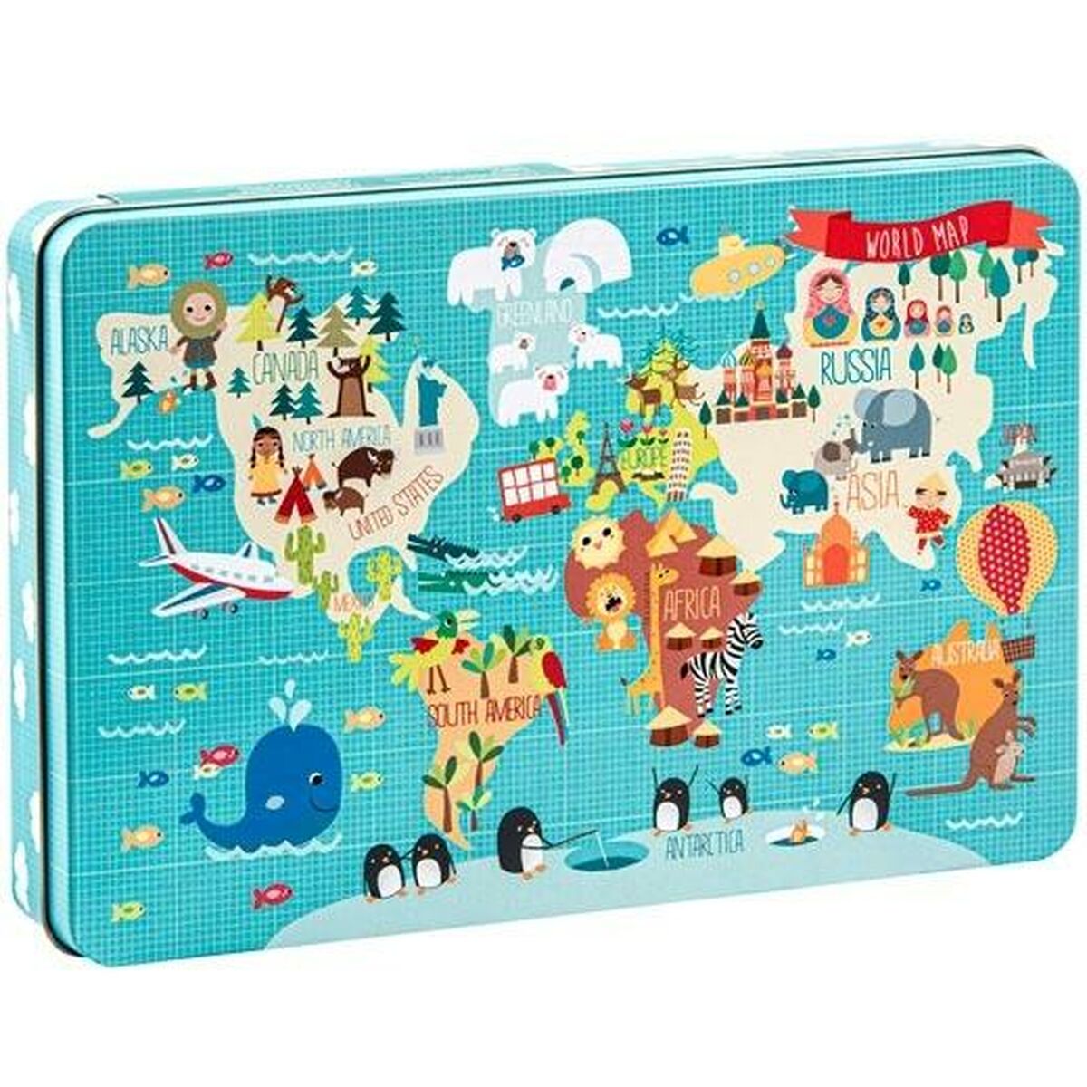 Puzzle Apli 48 x 32 cm Harta Lumii 24 Piese (8 Unități) - Jucarii si jocuri, Puzzle-uri și puzzle-uri