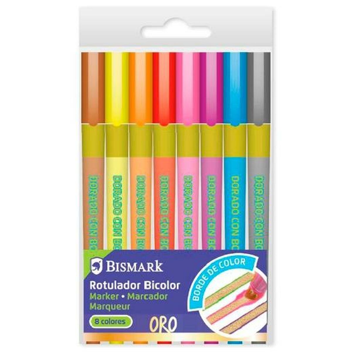 Set de Carioci Bismark Lettering Bicolor Multicolor Auriu* 8 Piese (12 Unități) - Birou și papetărie, Pixuri, creioane și articole de scris