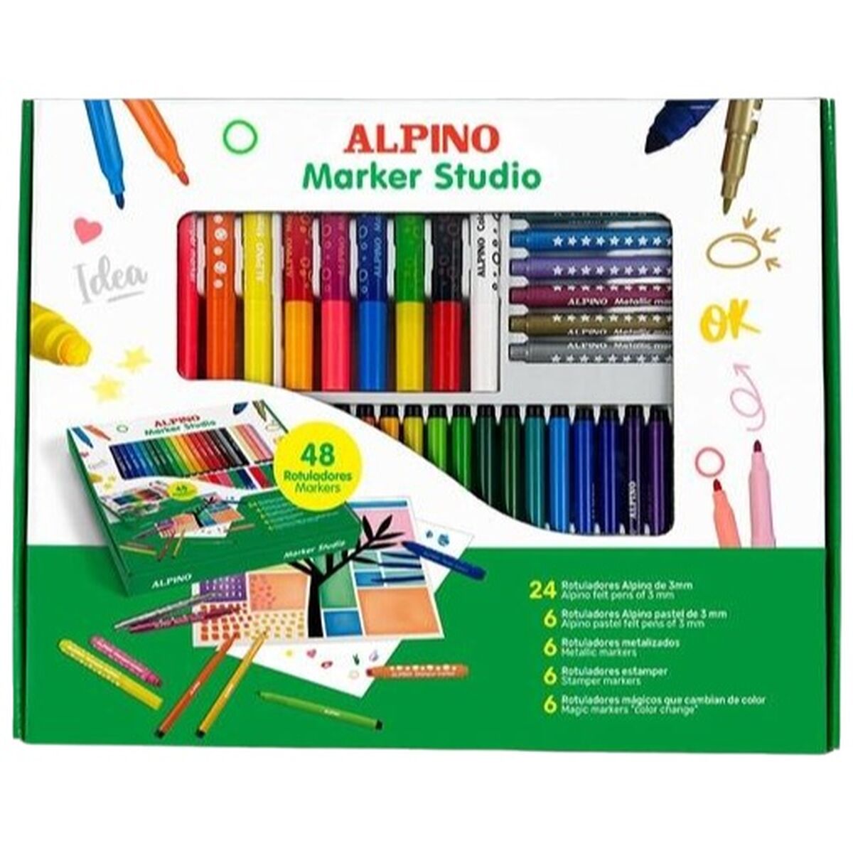 Set de Carioci Alpino MARKER STUDIO Multicolor 48 Piese (4 Unități) - Birou și papetărie, Pixuri, creioane și articole de scris