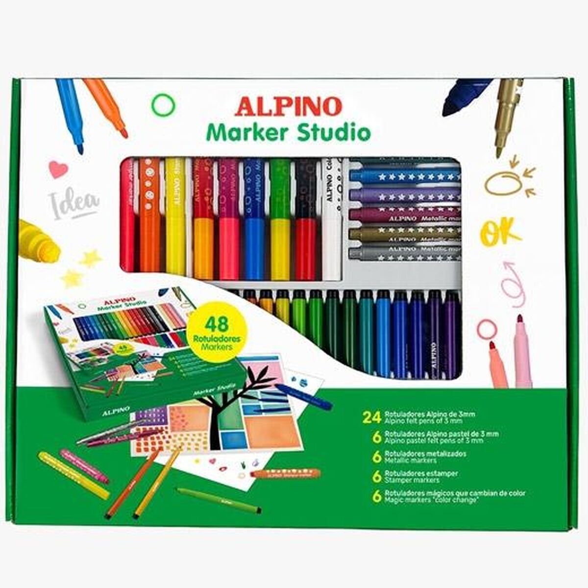 Set de Carioci Alpino MARKER STUDIO Multicolor 48 Piese (4 Unități) - Birou și papetărie, Pixuri, creioane și articole de scris