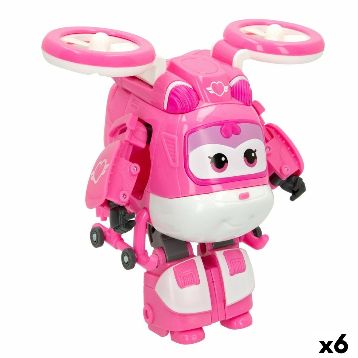 Super Robot Transformabil Super Wings Dizzy Elicopter 10,5 x 13,5 x 14,5 cm Roz (6 Unități) - Jucarii si jocuri, Păpuși și figurine