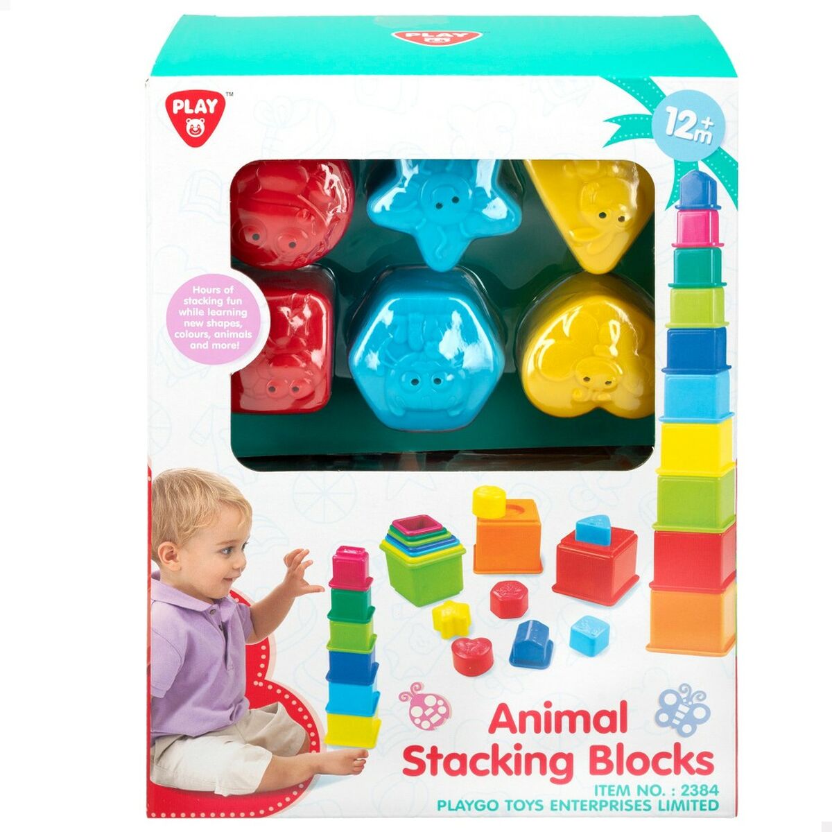 Blocuri Stivuibile PlayGo 16 Piese 4 Unități 10,5 x 9 x 10,5 cm - Bebelus, Jucăriile copilăriei timpurii