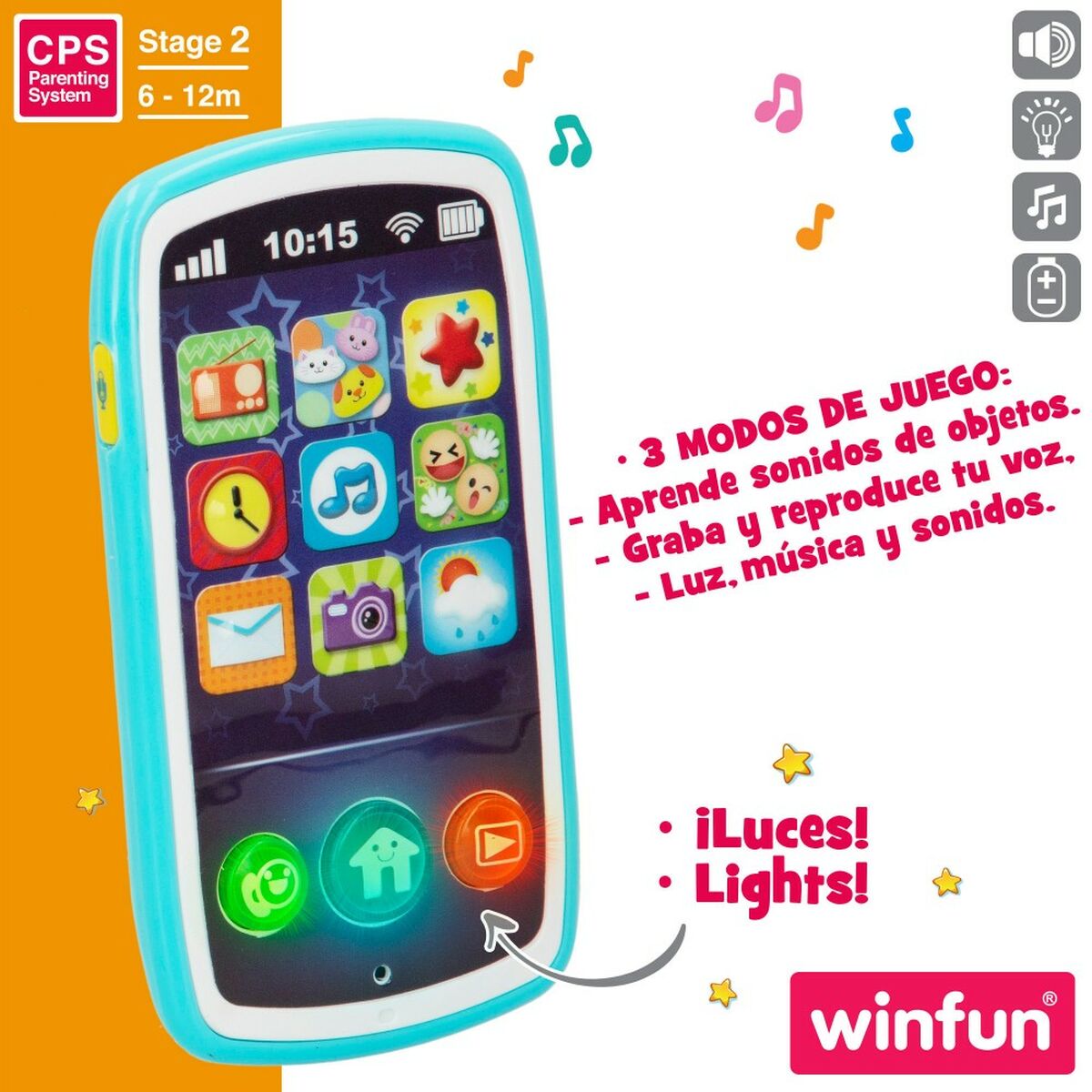 Telefon jucărie Winfun 7,5 x 14 x 2 cm (6 Unități) - Bebelus, Jucăriile copilăriei timpurii