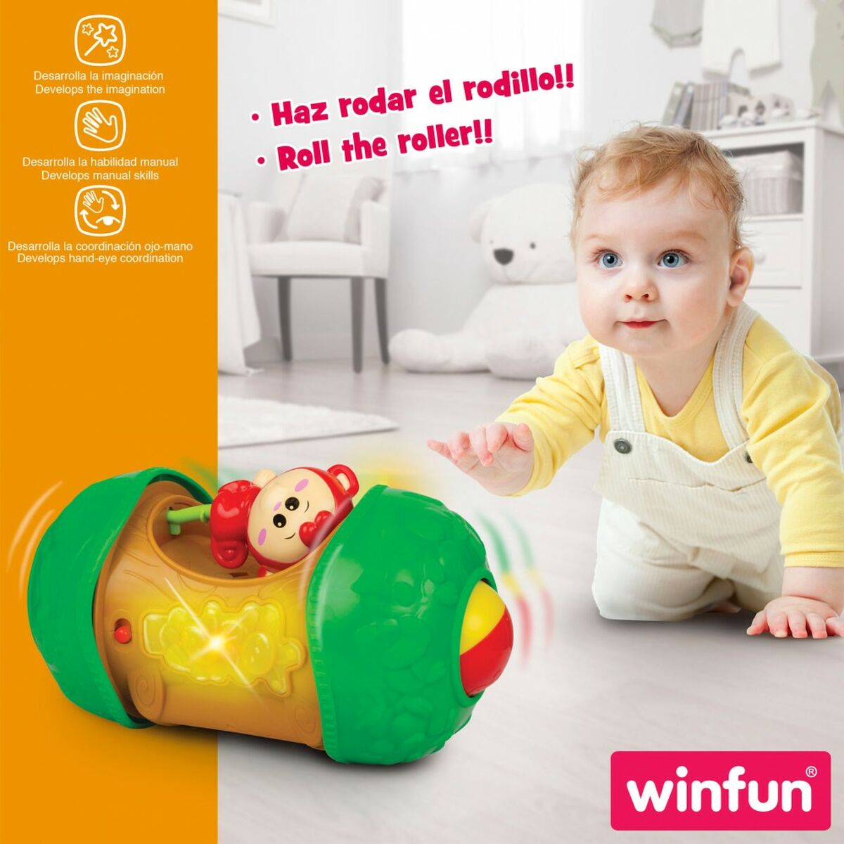 Jucărie interactivă pentru bebeluși Winfun Maimuță 11,5 x 20,5 x 11,5 cm (6 Unități) - Bebelus, Jucăriile copilăriei timpurii