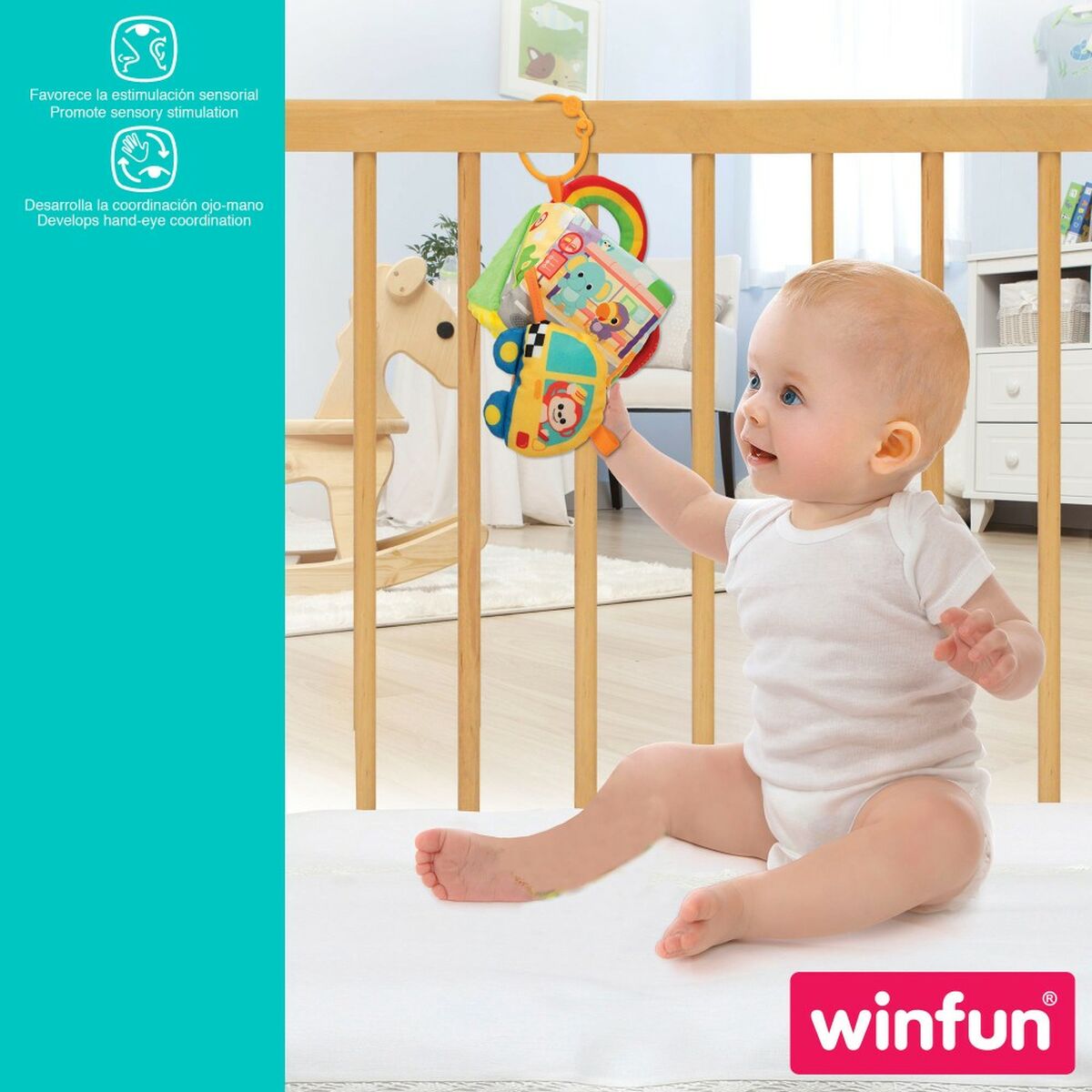 Carusel pentru Pătuț Winfun Pânză Plastic 11,5 x 11,5 x 11,5 cm (6 Unități) - Bebelus, Dormitor
