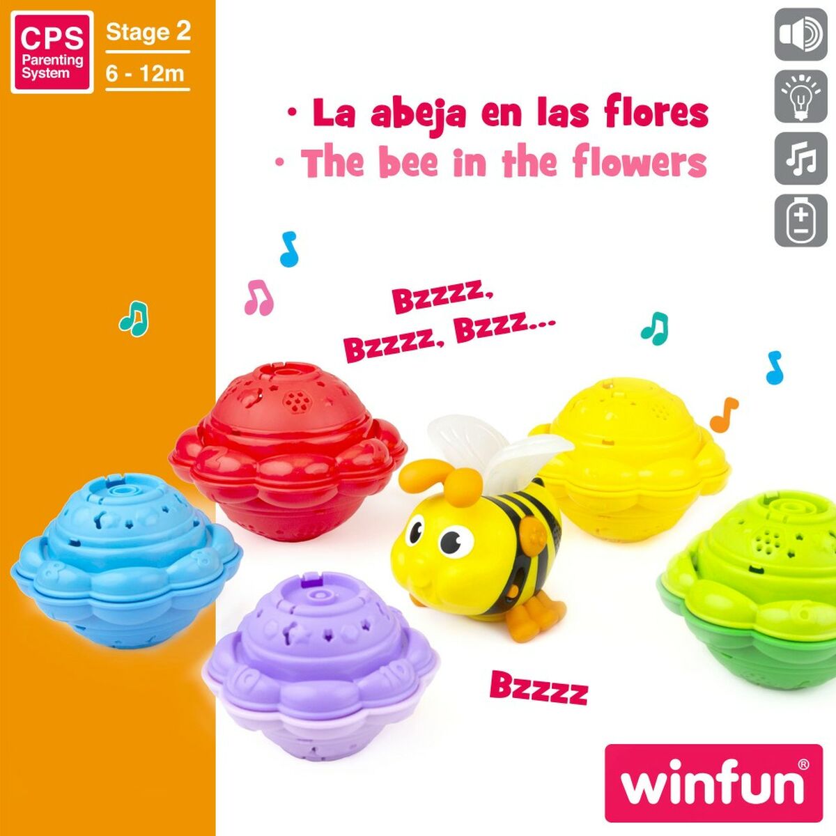 Blocuri Stivuibile Winfun Albină 13 x 35,5 x 13 cm 2 Unități - Bebelus, Jucăriile copilăriei timpurii