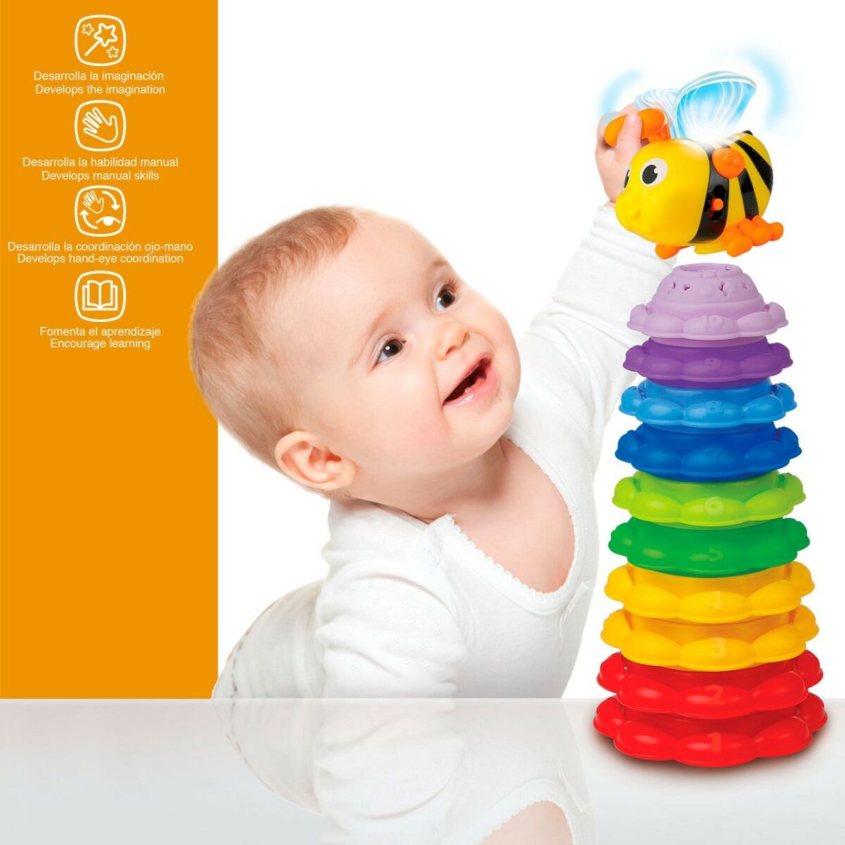 Blocuri Stivuibile Winfun Albină 13 x 35,5 x 13 cm 2 Unități - Bebelus, Jucăriile copilăriei timpurii