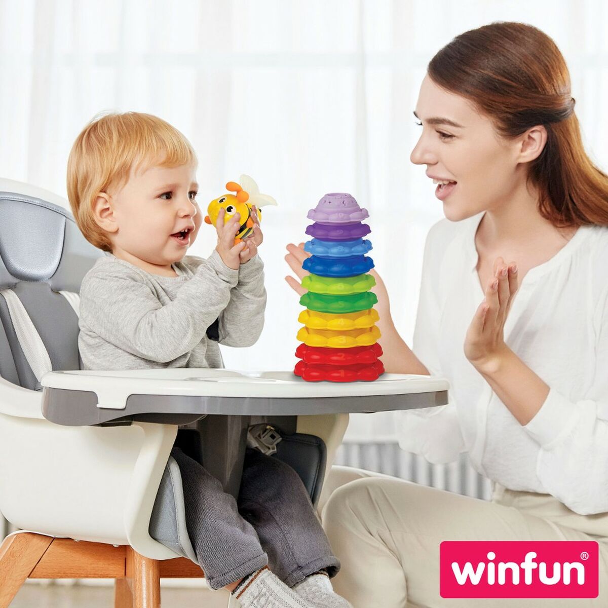 Blocuri Stivuibile Winfun Albină 13 x 35,5 x 13 cm 2 Unități - Bebelus, Jucăriile copilăriei timpurii