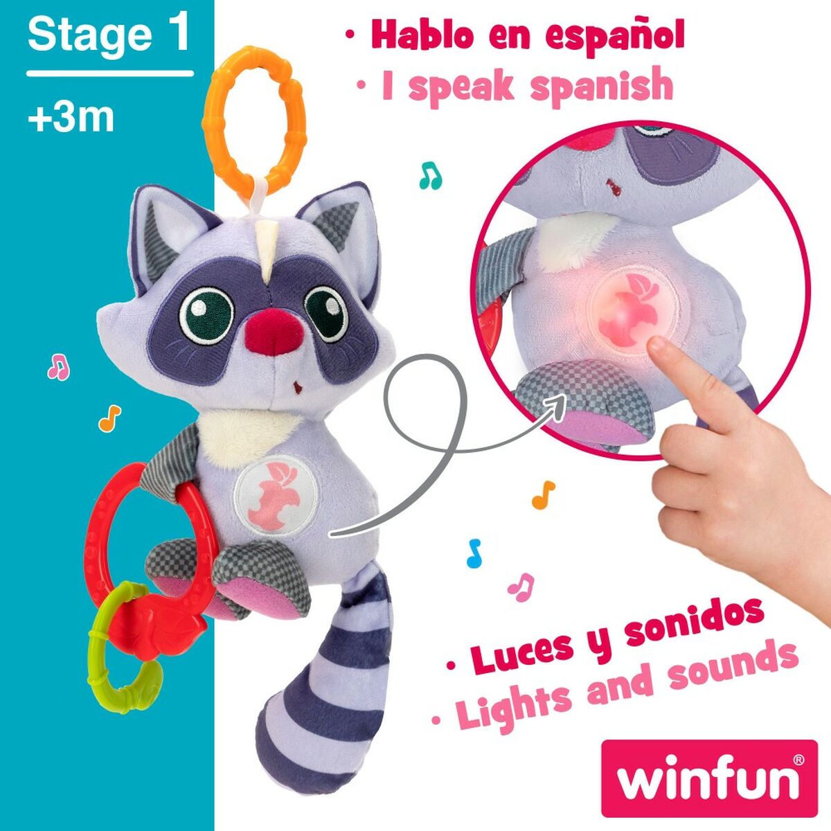 Jucărie din Pluș cu Zornăitoare Winfun Raton 14,5 x 20 x 9,5 cm (6 Unități) - Bebelus, Jucăriile copilăriei timpurii