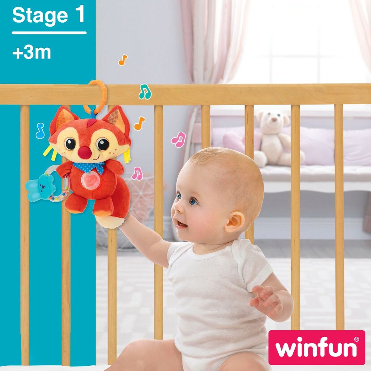 Jucărie din Pluș cu Zornăitoare Winfun Vulpea 13,5 x 26,5 x 7,5 cm (6 Unități) - Bebelus, Jucăriile copilăriei timpurii