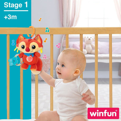 Jucărie din Pluș cu Zornăitoare Winfun Vulpea 13,5 x 26,5 x 7,5 cm (6 Unități) - Bebelus, Jucăriile copilăriei timpurii